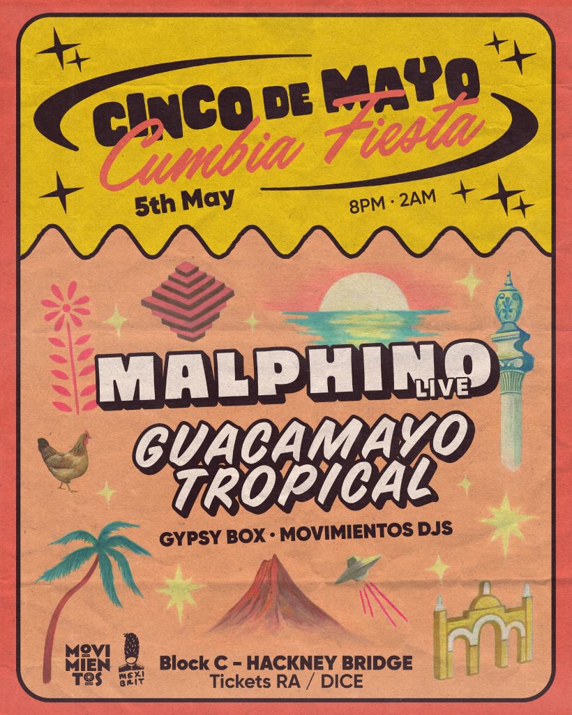 Cinco de Cumbia: Malphino (live), Guacamayo Tropical, Gypsy Box Flyer