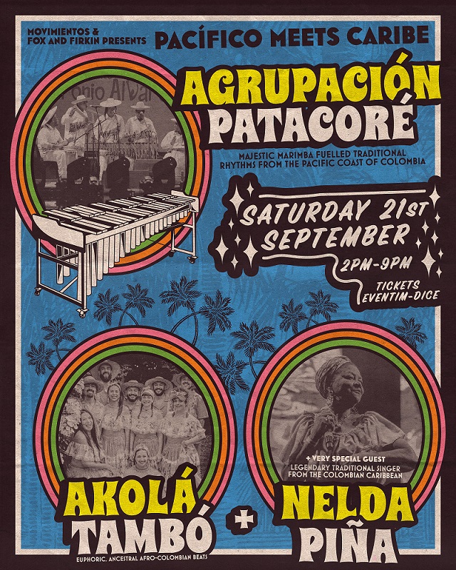 Pacífico meets Caribe: AGRUPACIÓN PATACORÉ AKOLÁ TAMBÓ + very special guest: NELDA PIÑA Flyer