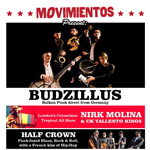 Movimientos presents: Budzillus + Nirk Molina & UK Vallenato Kings + Half Crown + DJ Madera Verde Flyer